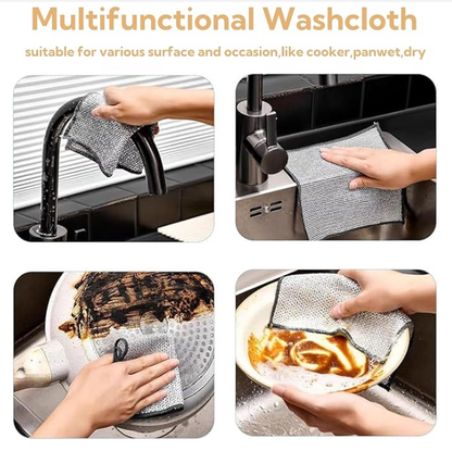 20pcs Multi-Purpose Metal Fiber Cleaning Cloths – Silver